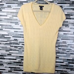 New York & Company M Butter Yellow Cable Knit Sweater Y2k